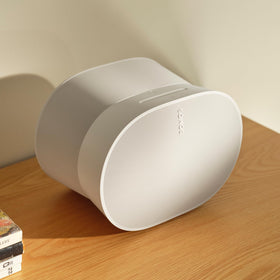 Sonos Era 300 white in-room usage demonstrating living room versatility