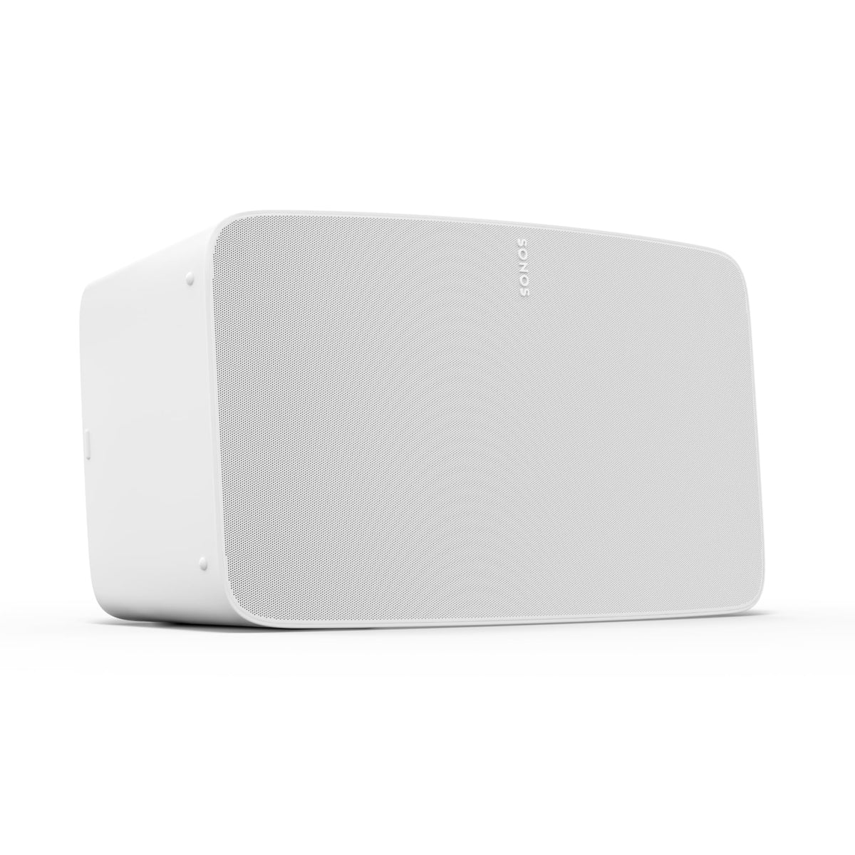 Sonos Five white front view showcasing immersive room-filling sound.