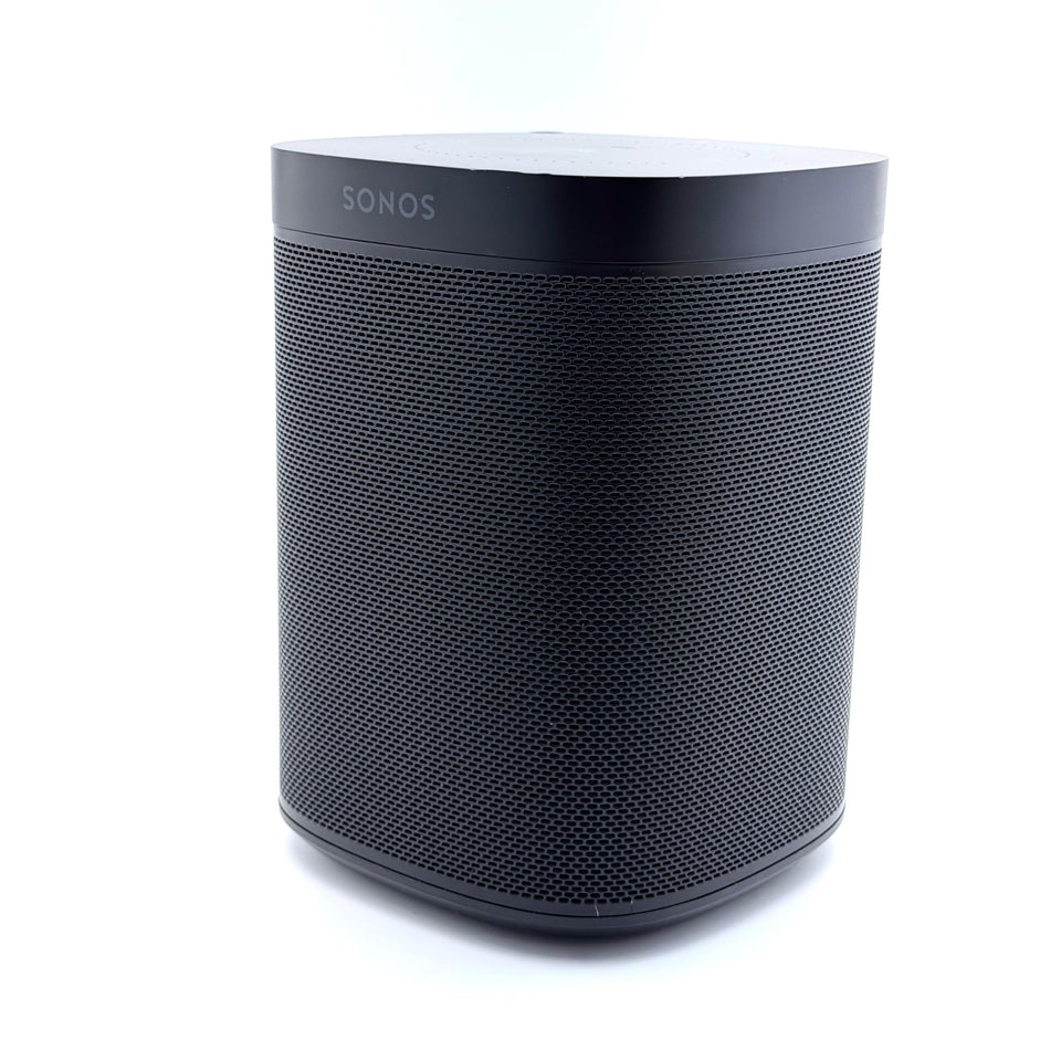Sonos One Gen 2 Renewed black front view delivering immersive room-filling sound
