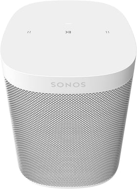 Sonos One SL front view showcasing compact design for easy placement and great sound.
