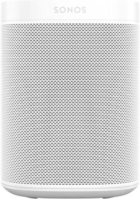 Sonos One SL rear panel view highlights compact build and humidity resistance.