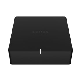Sonos Port front view highlights a compact design for seamless stereo integration.