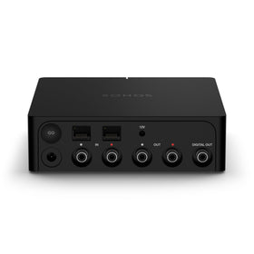 Sonos Port in-use room demonstrates multiroom streaming with compatible speakers.