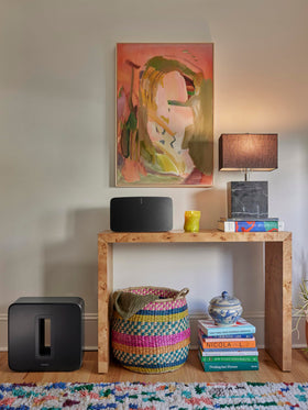 Sonos Sub 4 features a matte finish to complement your home theater.