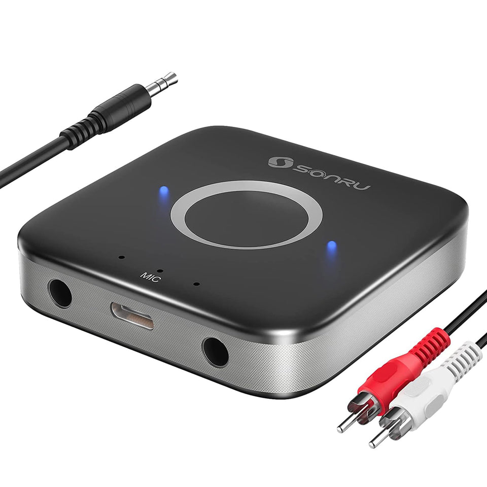 Sonru Bluetooth 5.3 adapter in car setup for wireless music streaming