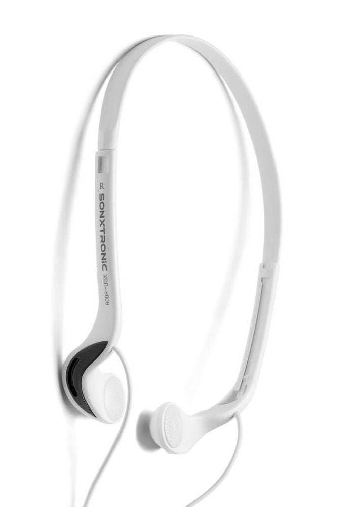 SONXTRONIC White ICE XDR-8001 vertical headband design for secure fit during workouts