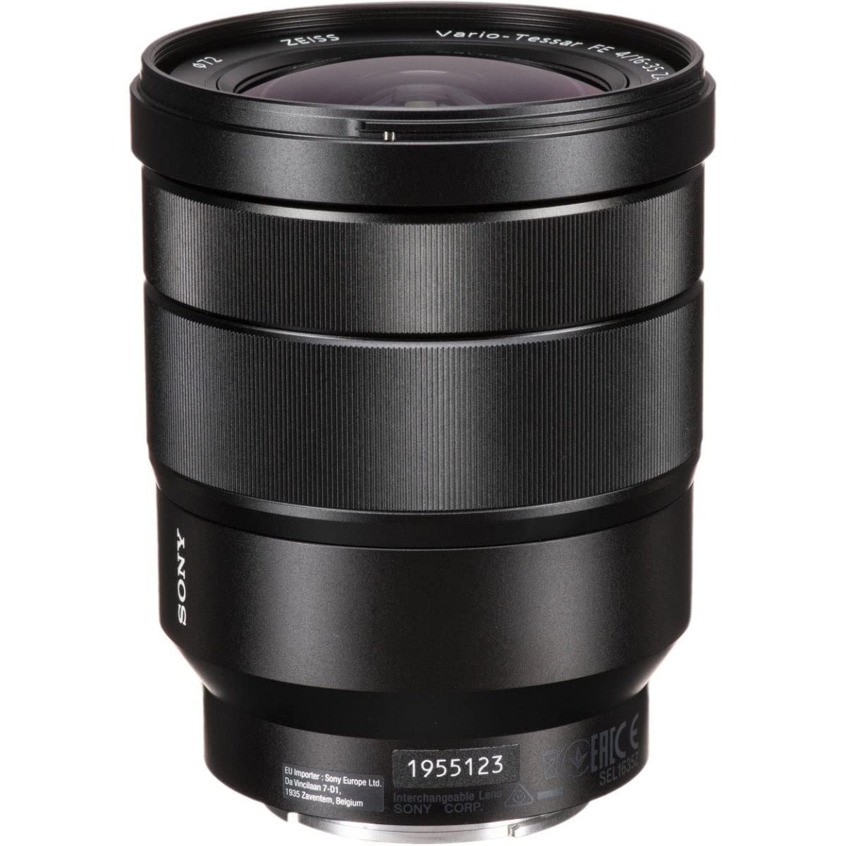 Sony 16-35mm diagram highlighting ZEISS T* coating and ED glass elements