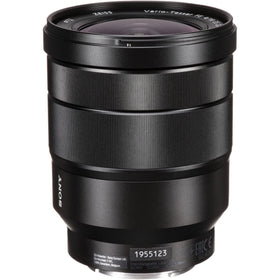Sony 16-35mm diagram highlighting ZEISS T* coating and ED glass elements