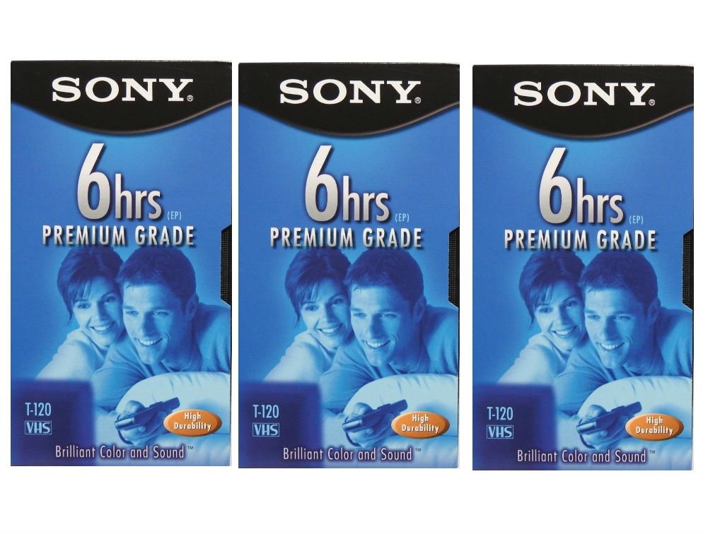 Sony 3T120VR VHS tapes with 6-hour EP mode for longer recordings