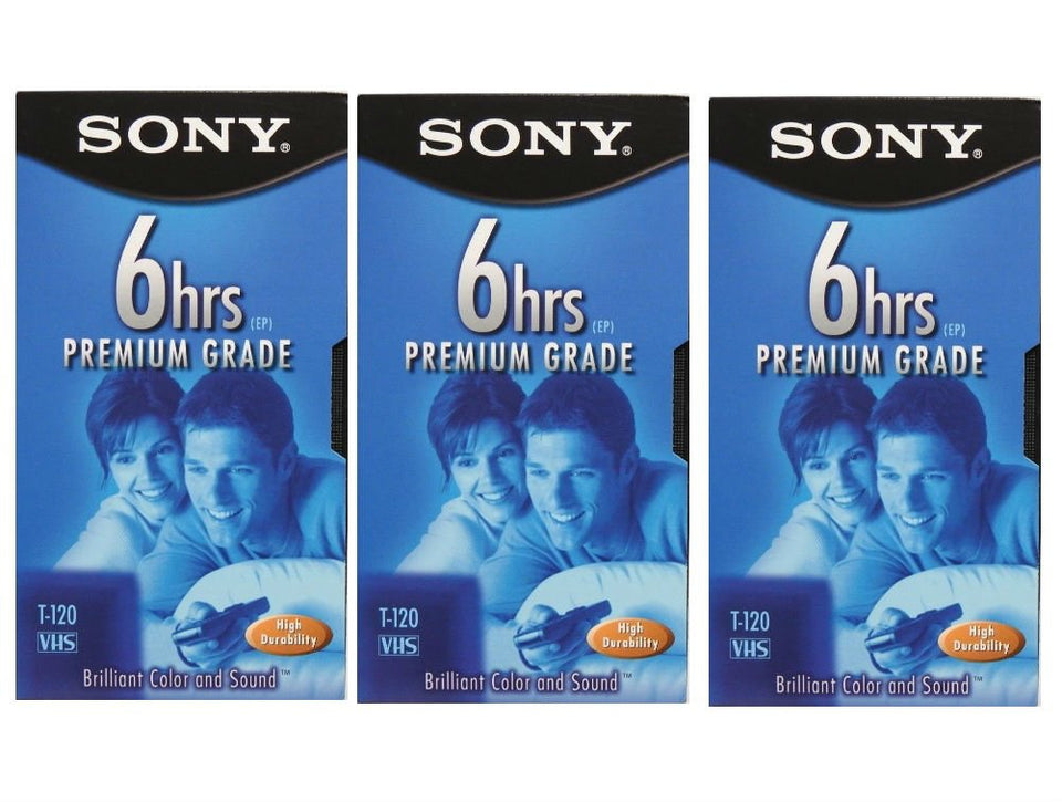 Sony 3T120VR VHS tapes with 6-hour EP mode for longer recordings