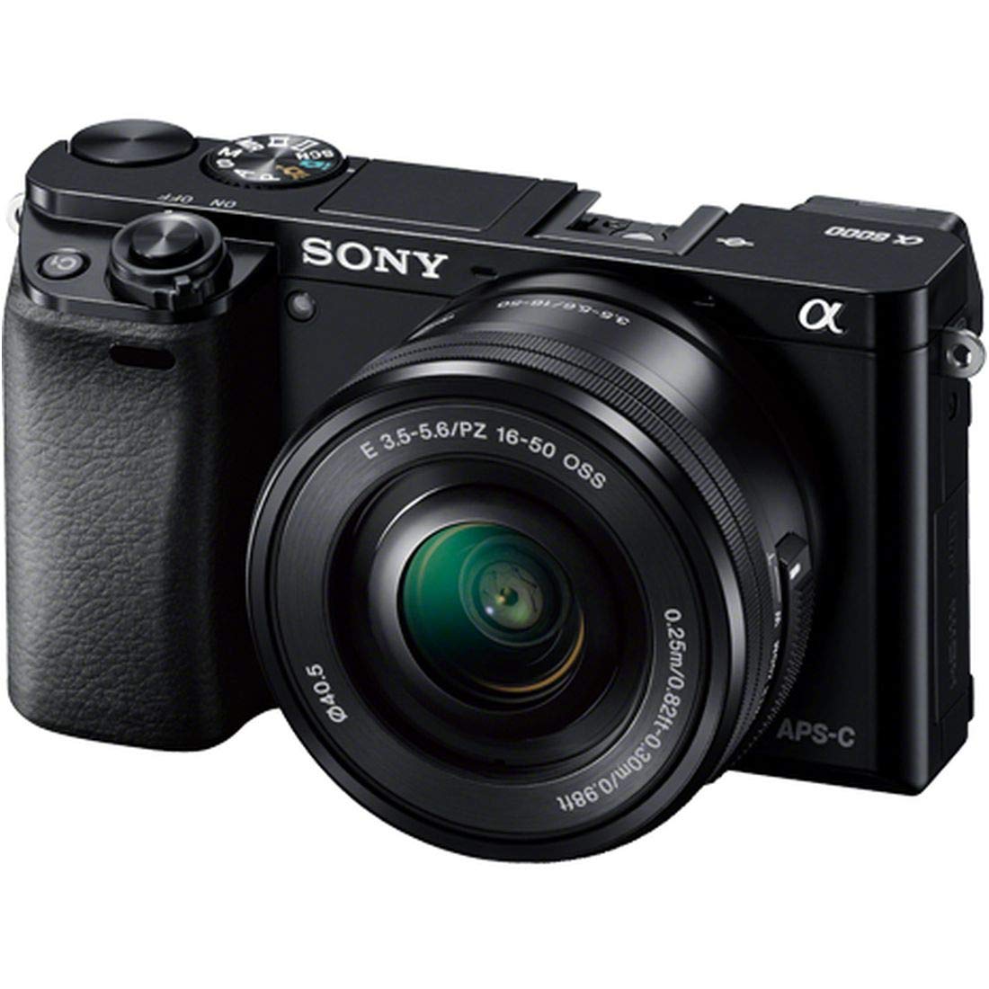 Sony Alpha a6000 front view showing compact body for travel photography
