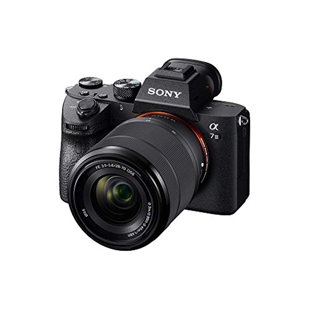 Sony a7 III front view with 28-70mm lens for versatile shooting.