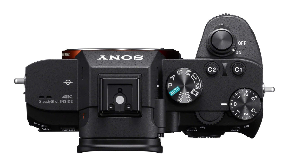 Sony a7 III with 28-70mm lens carried in a travel bag.