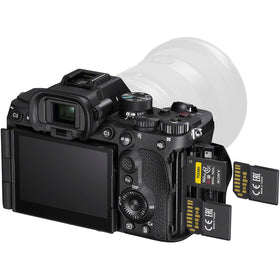 Sony A7 V professional tripod setup enables versatile framing on location.