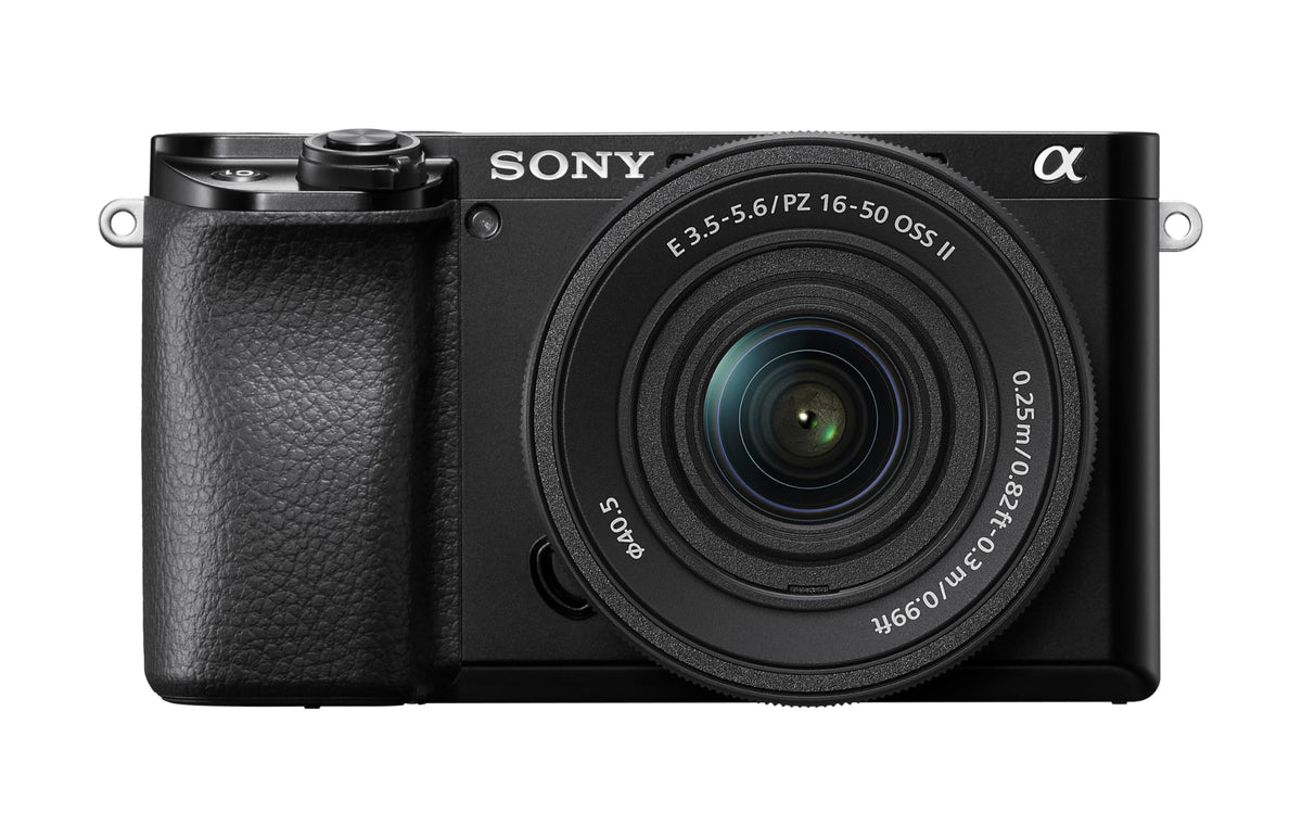 Sony Alpha 6100 front view shows compact design for everyday shooting.