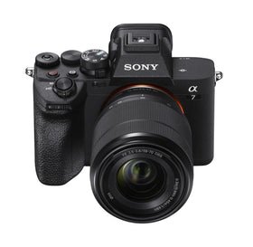 Sony Alpha 7 IV front view with 28‑70mm kit for versatile photography and setup use