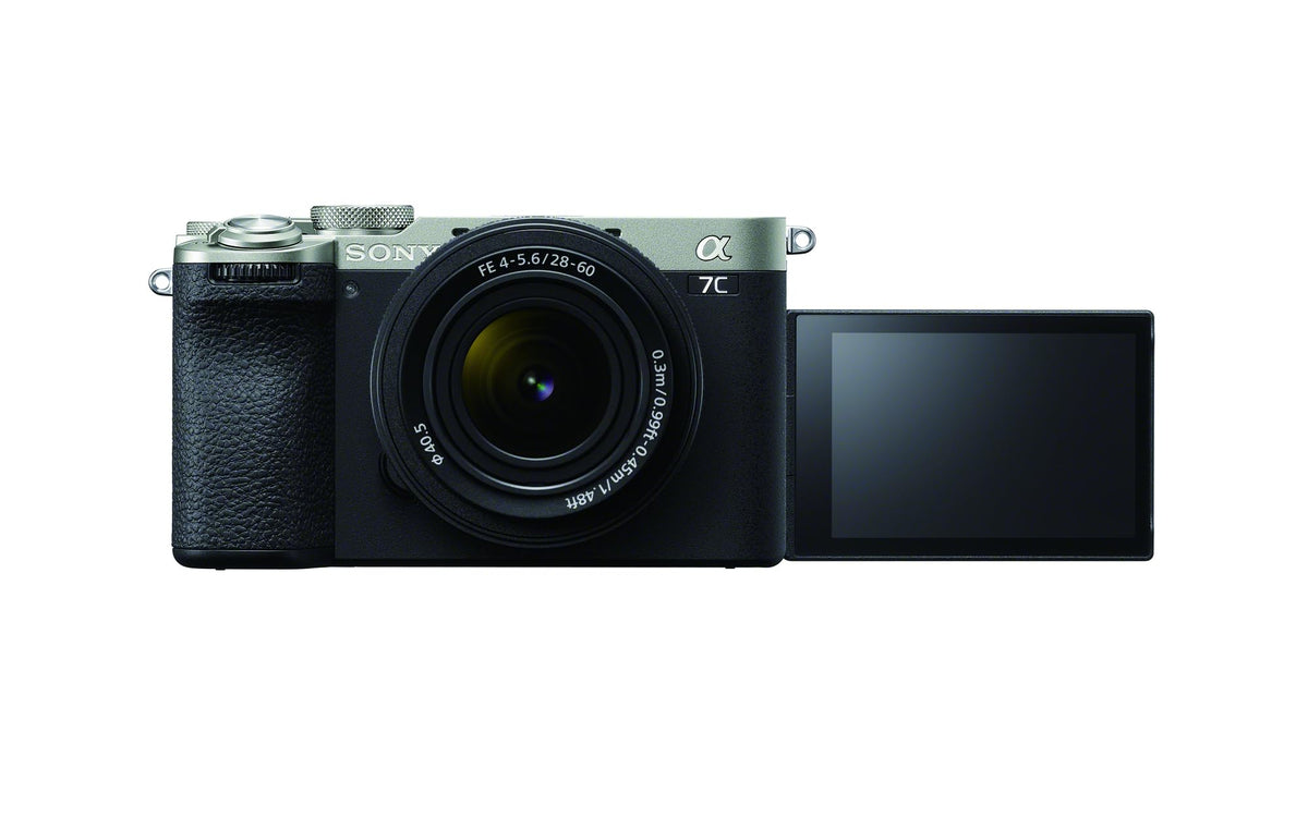 Sony Alpha 7C II full-frame camera kit in silver for portable professional photography.