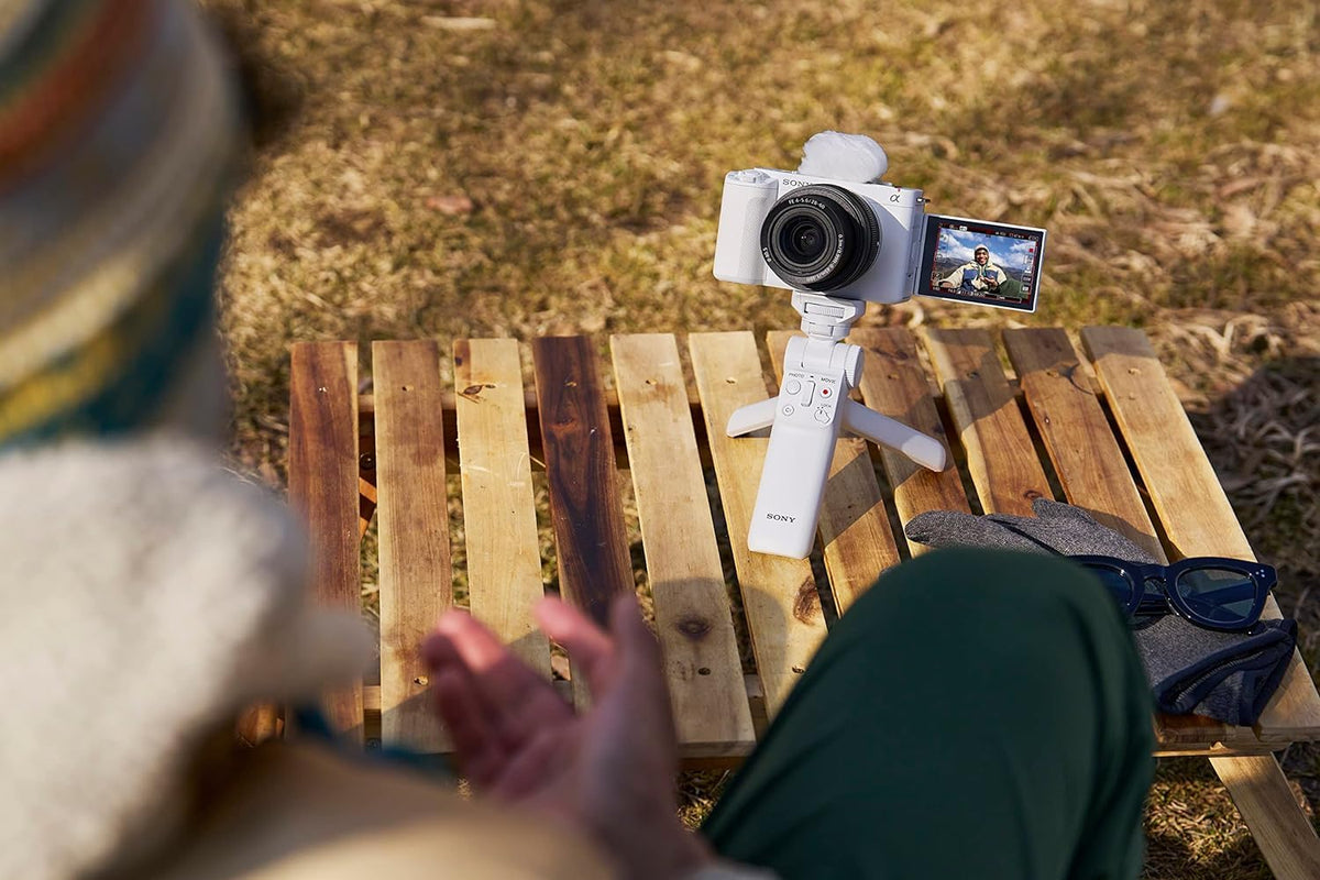 Sony ZV-E1 compact white body for on-the-go vlogging.