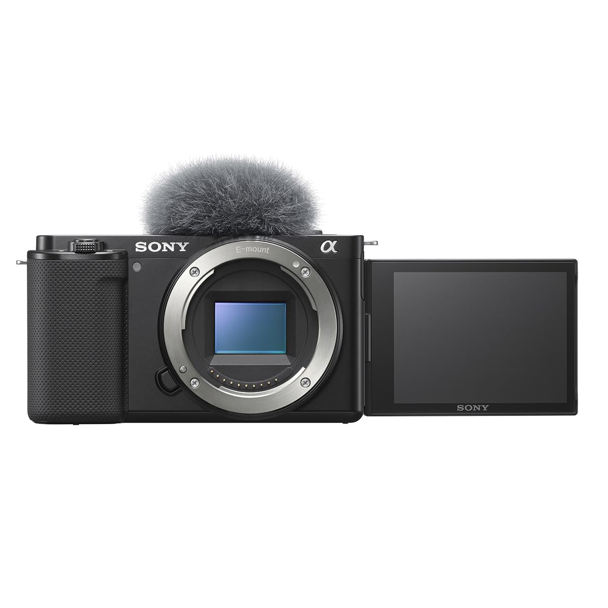 Sony Alpha ZV-E10 front view for travel-friendly vlogging.