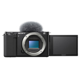 Sony Alpha ZV-E10 front view for travel-friendly vlogging.