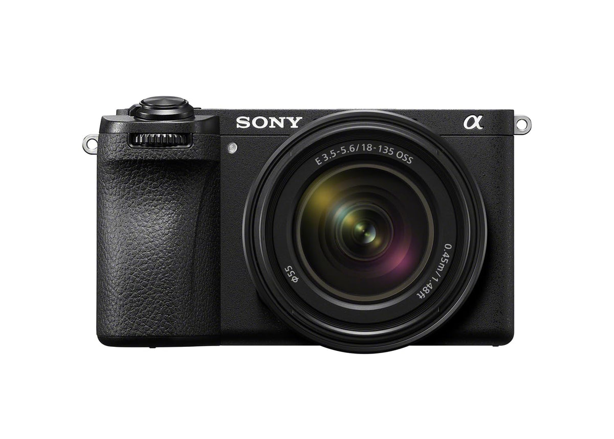 Sony Alpha 6700 front-angle view highlighting compact, portable design for on-the-go shoots.