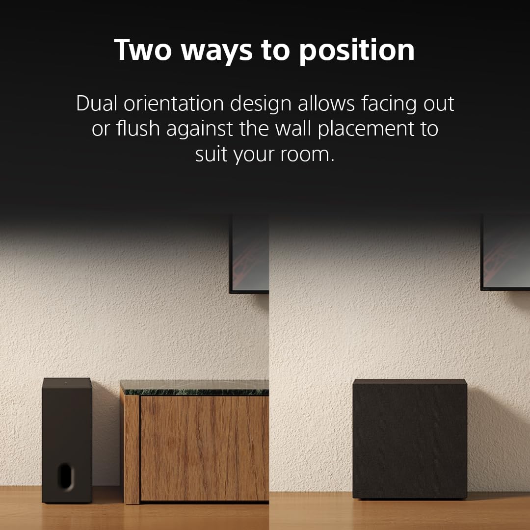 Sony BRAVIA Sub 8 top view emphasizing sleek design and cable management