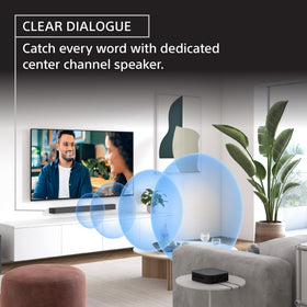 Sony BRAVIA Theater System 6 front right speaker enhances panoramic cinema-like audio.