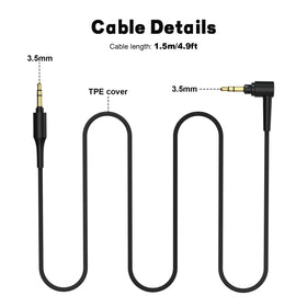 Sony cable laid beside ruler indicating 4.9ft length for comfortable reach and portable storage