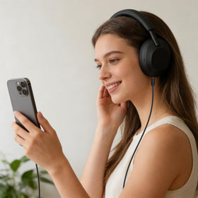 Lifestyle image of Sony cable used during commute showing dependable performance on the go