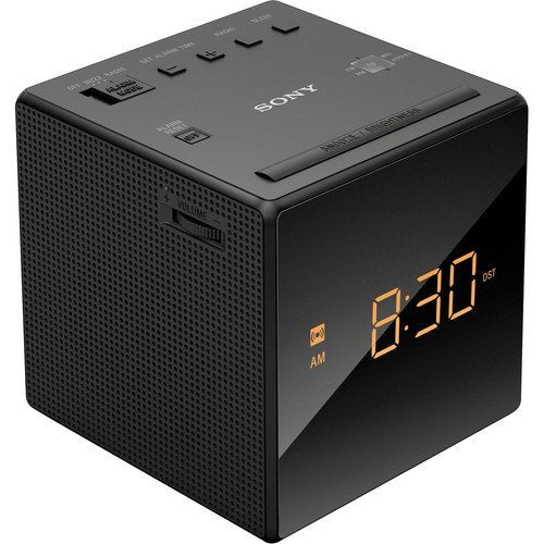 Sony alarm clock radio with battery backup ensures time stays visible during power outages.