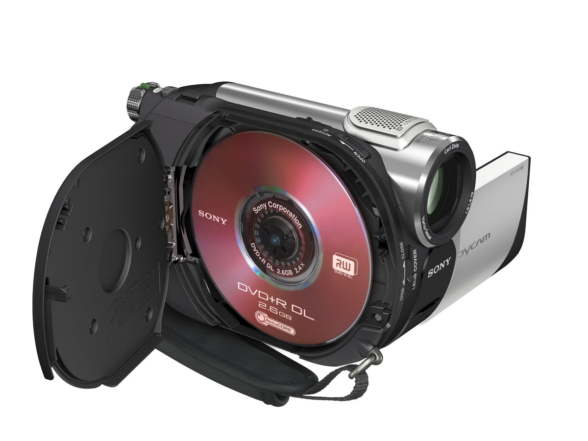 Renewed packaging for Sony DCR-DVD108 suggests value with refurbished assurance.