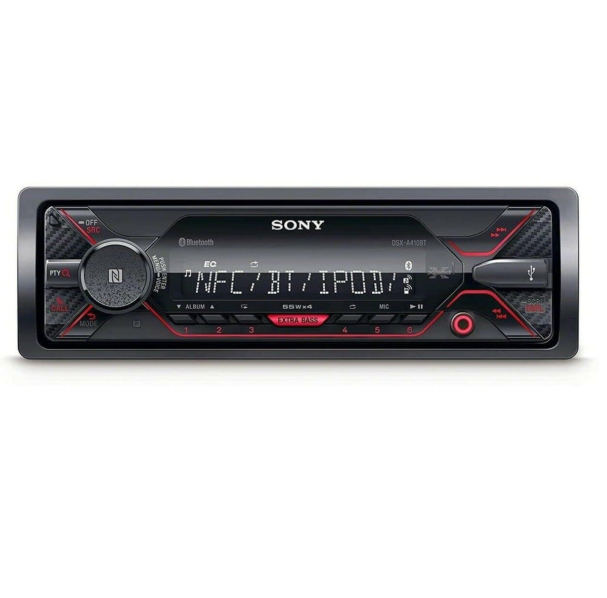 Sony DSX-A410BT compact single-DIN design fits many dashboards.