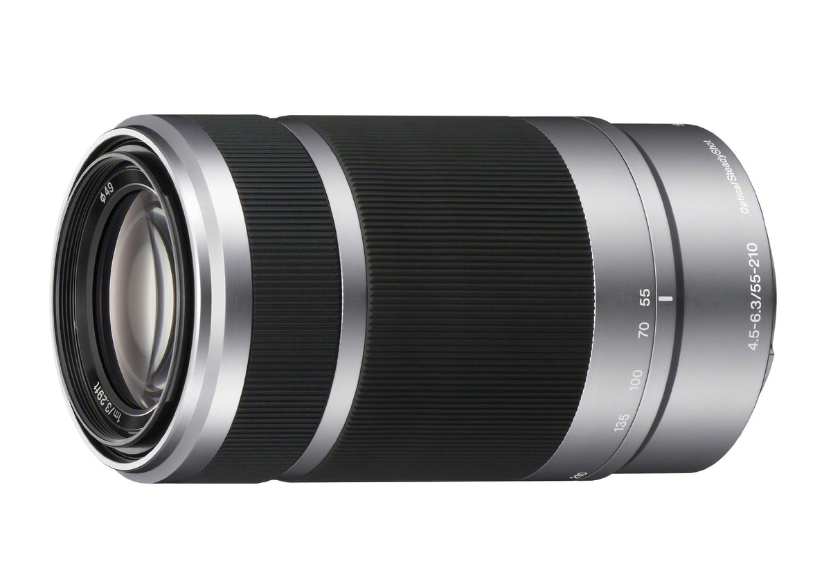 Sony E 55-210mm lens with wide zoom range for sports and nature.
