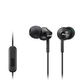 Sony earphones close-up of inline remote and microphone for convenient smartphone control
