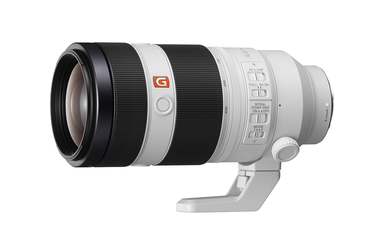 Sony FE 100-400mm GM OSS lens front view for portable field use