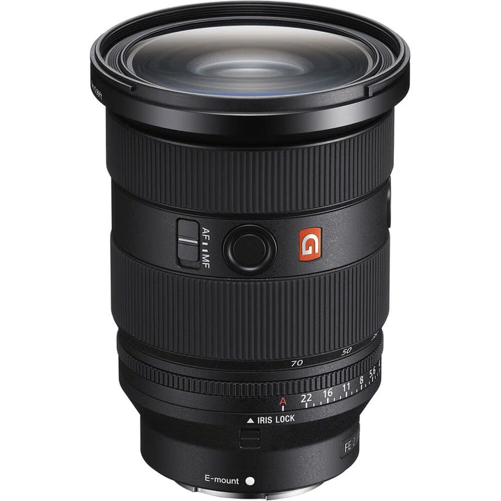 Sony FE 24-70mm GM II lens front element highlighting lightweight form for travel photography