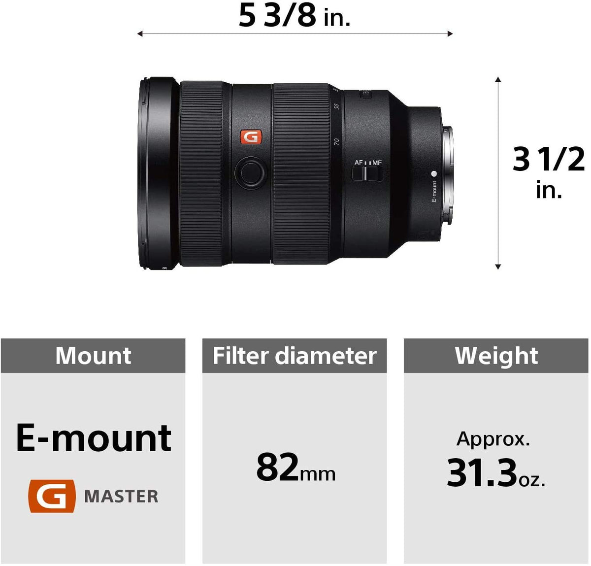 Sony FE 24-70mm f/2.8 GM lens AF/MF switch portrait versatility.