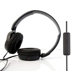 Sony headphones with swiveling earcups for compact travel and easy packing.