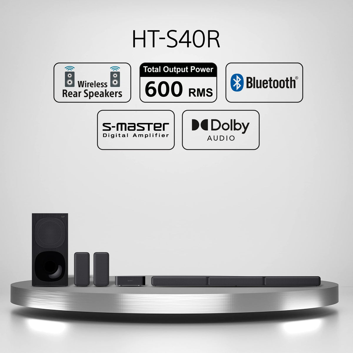Sony HT-S40R rear speakers deliver immersive surround sound for a full home theater feel.