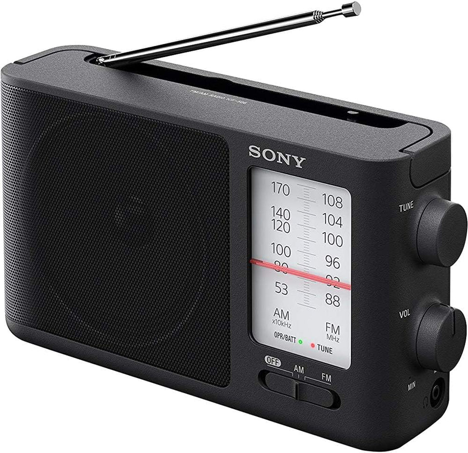 Sony ICF-506 portable radio with analog tuning for on-the-go listening