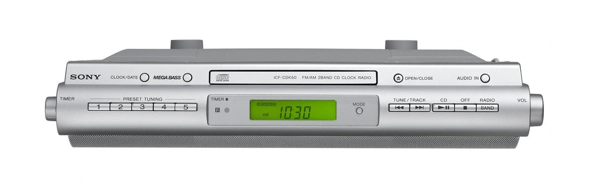 Sony ICFCDK50 CD player section reads burned CD-R/RW discs.