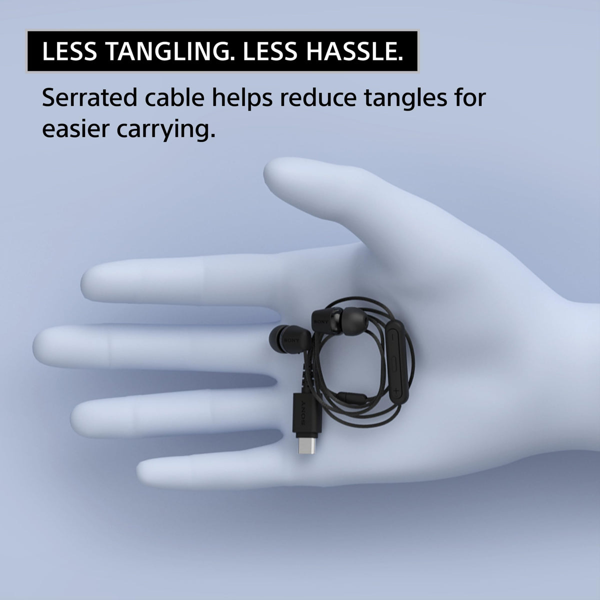 Sony IER-EX15C earbuds serrated cable reduces tangles during commutes.