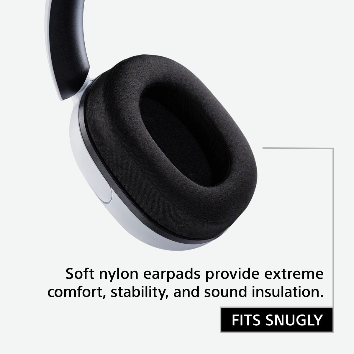Sony INZONE H3 mic in flip-to-mute position for quick privacy during chats.
