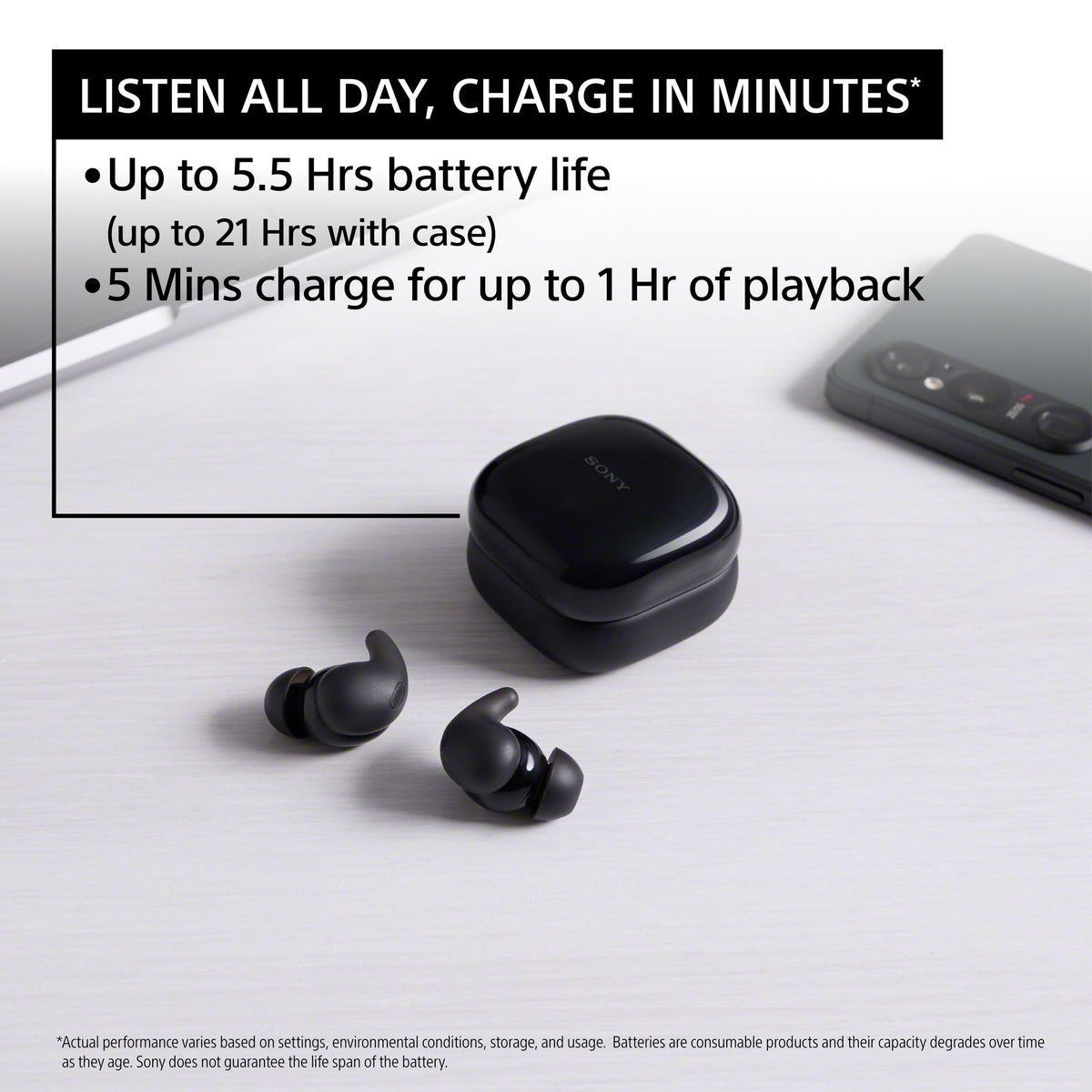 Sony LinkBuds Fit immersive-audio-call-quality delivers clear music and hands-free calls.