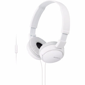 Sony MDR-ZX110AP on-ear headphones in white for portable listening and hands-free calls.