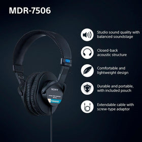 Sony MDR7506 40mm drivers deliver clear, detailed audio across a wide frequency range.