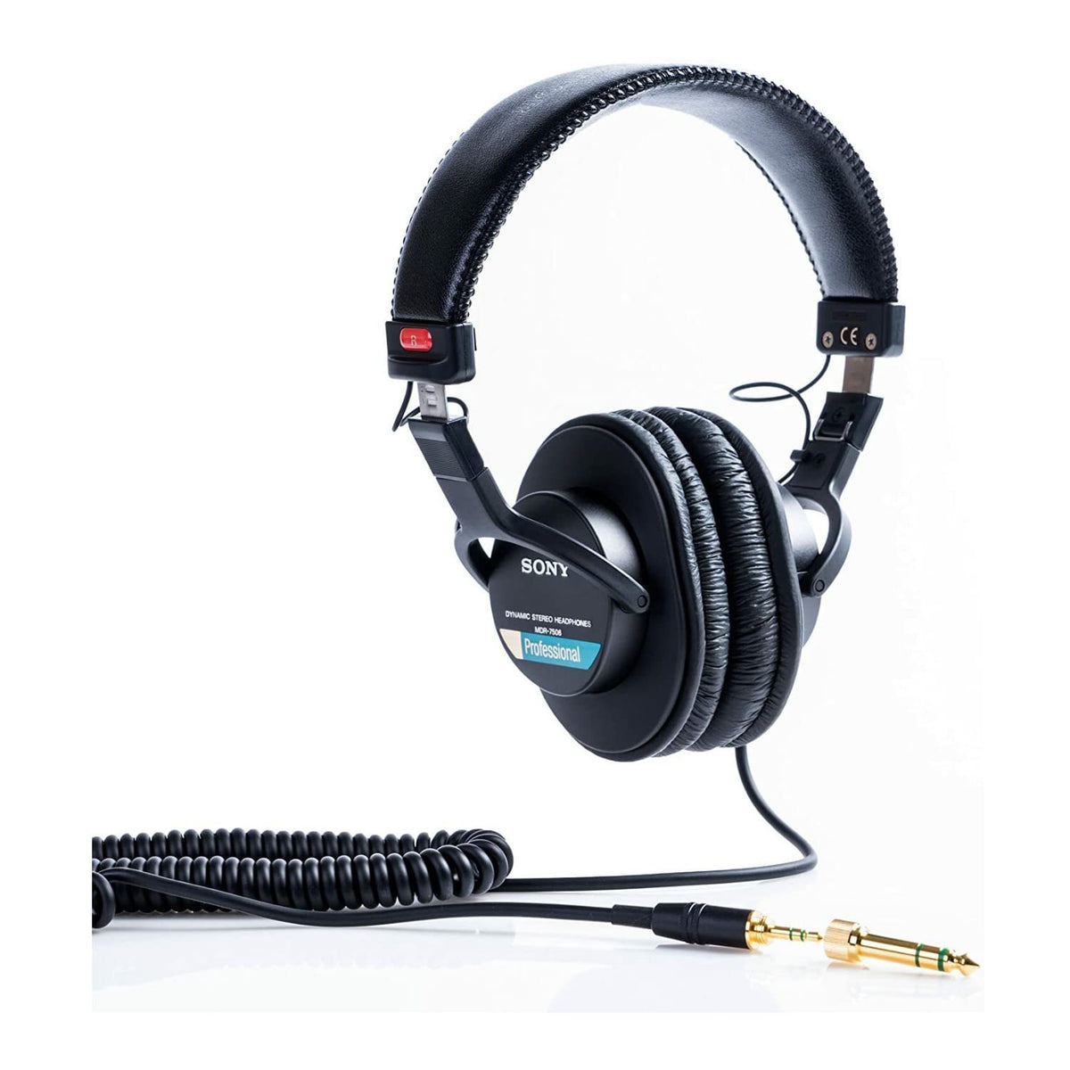 Sony MDR-7506 earcup padding close-up showing soft cushions for long-session comfort