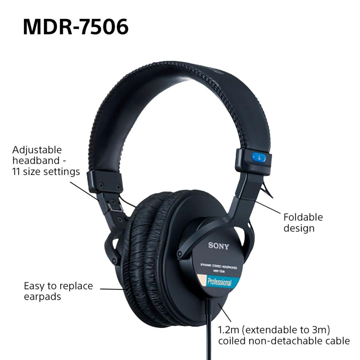Sony MDR7506 pro monitoring solution suited for professional studios and home setups.