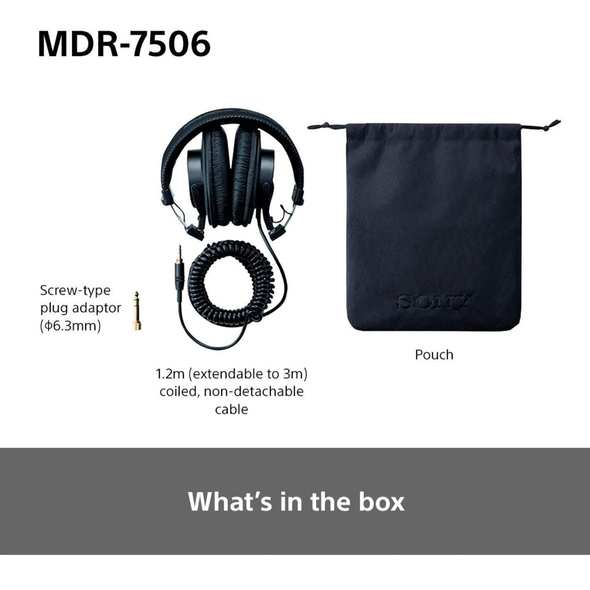 Sony MDR7506 soft case protects headphones during travel and storage.