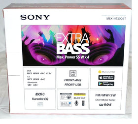 Sony MEX-N4300BT blue key illumination highlights controls at night.